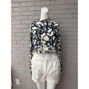 Calia Women Floral Cropped Long Sleeve Top Size L